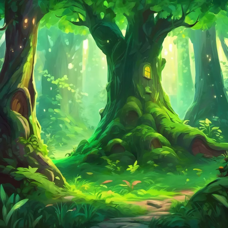 The magical forest with mischievous Small mischievous creatures with green skin and pointy ears