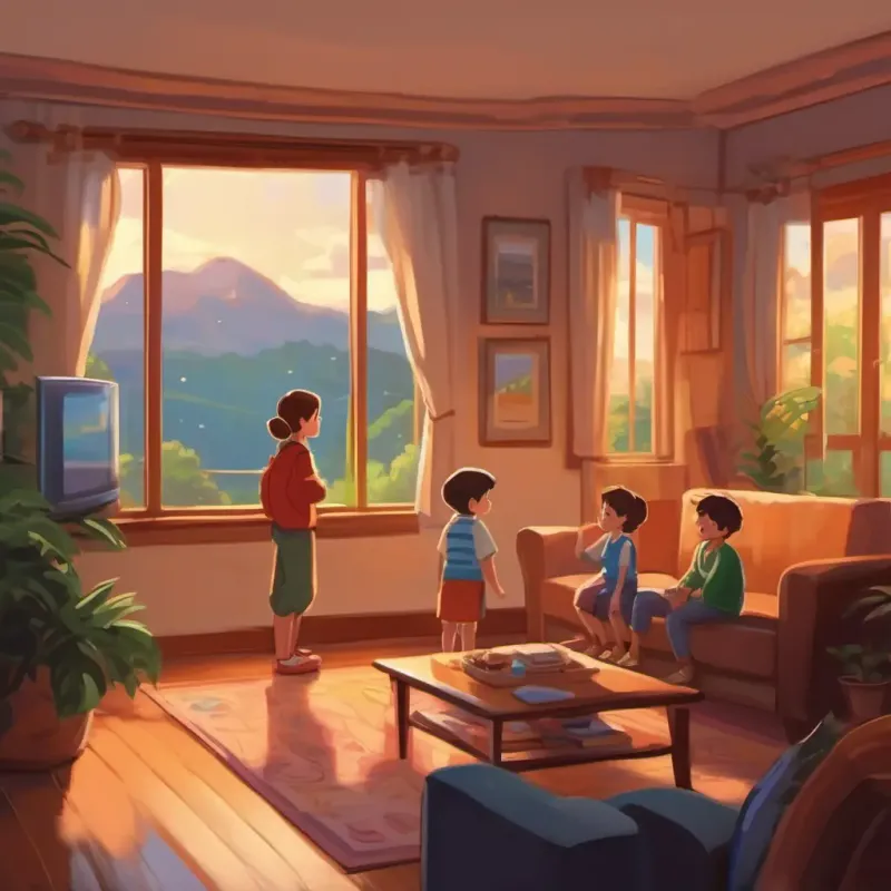 Introduction, siblings talking about a trip, in their living room