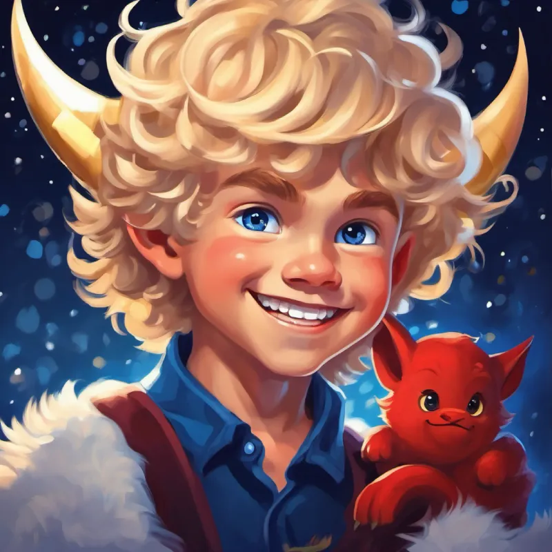 Resolution; Little devil boy, blond curls, midnight blue eyes, mischievous grin learns about strength in unity.