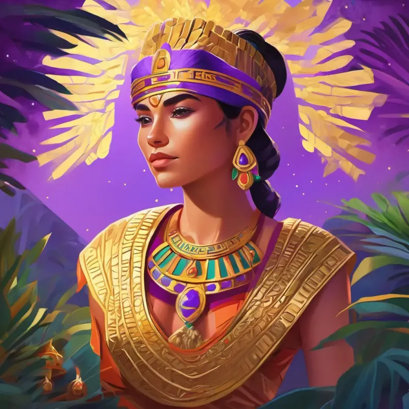 Zorblax meets Successful, with golden skin and ambitious violet eyes at Chichen Itza in Mexico.