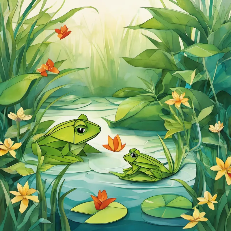 Just then, Delilah spotted a frog hopping nearby. Thinking quickly, she caught the frog and brought it towards Sawyer. Sawyer leaned in and gave the frog a gentle kiss, remembering that magical things might happen. Lo and behold, with a sweet peck, Sawyer's monstrous form started to change once again. His slimy skin became smooth and slippery, and he sprouted fins from his sides. Sawyer had turned into a little fish, swimming gracefully in the water.