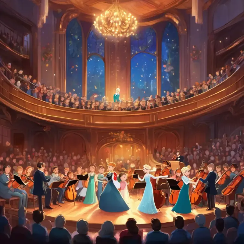 Elsa and the characters performing the Enchanted Symphony in the concert hall