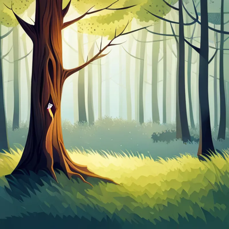 Ghost hiding from humans, peeping from behind a tree