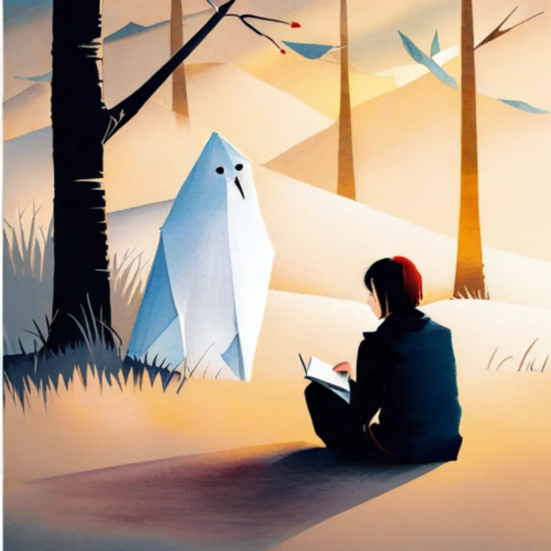 Ghost happily listening to Lily's story