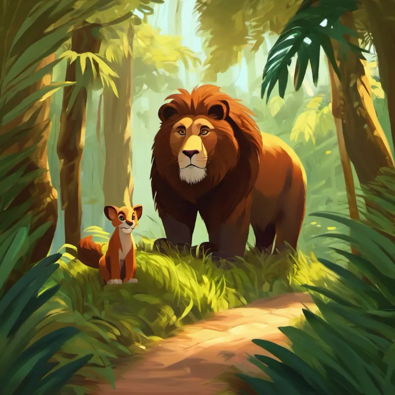 Introduktion af junglen og Lille, nysgerrig jungledyr med en brun pels og store øjne vågner.