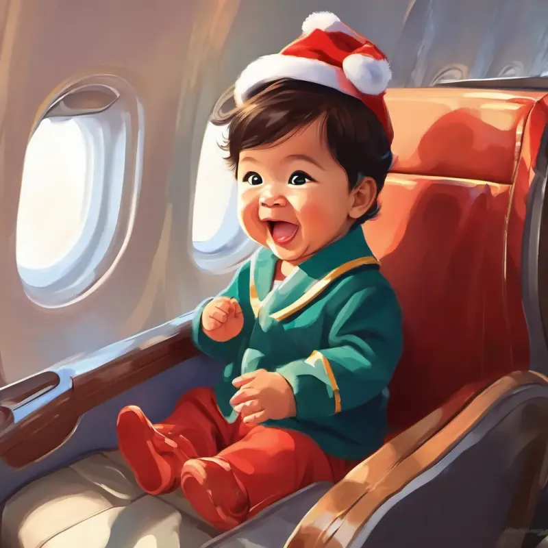 1 year old cute adorable baby boy Grayson is on a plane  claps as his plane is landing in excitement