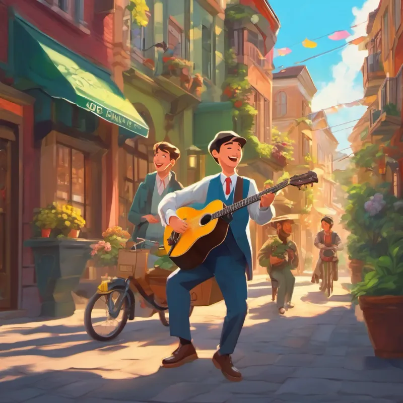 Joe's music spreads joy in the neighborhood, even making Mr. Thompson happy.