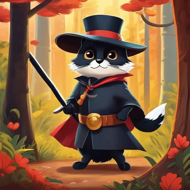 Pequeño zorro con pelaje rojizo y ojos curiosos playing with forest animal friends.