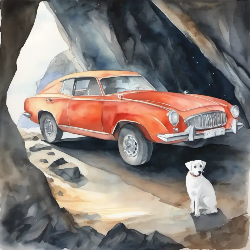 A picture of Car, Benny, and Lily standing in front of a big diamond in a dark and mysterious cave.
