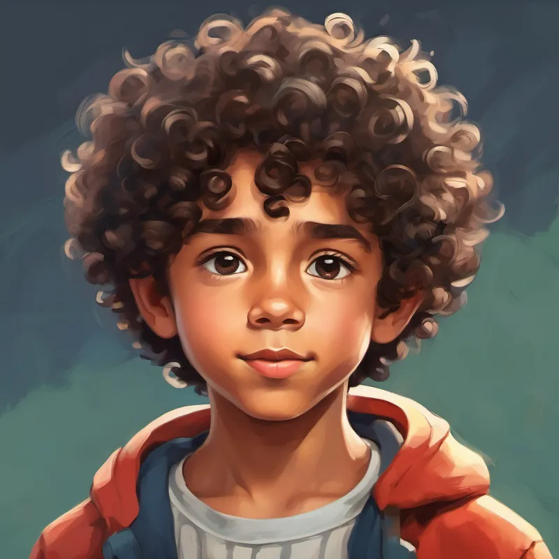 A boy with curly hair and mixed race
