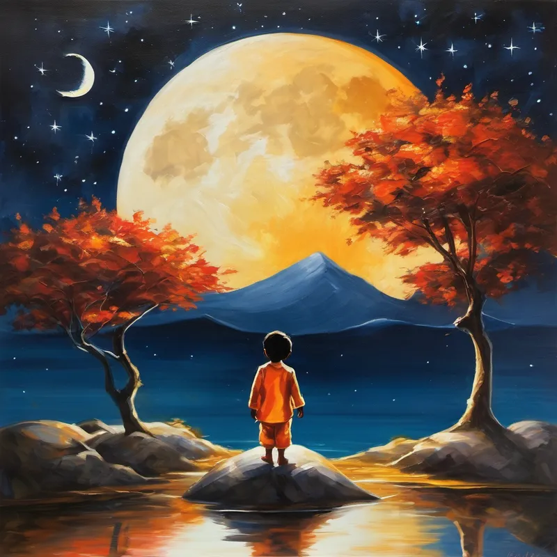 Chintu looked up at the moon uncertainly. "But Bittu, how can we go to the moon? It's so far away," he replied with a hint of worry in his voice. Bittu, however, was undeterred. "Don't worry, my dear friend, where there's a will, there's always a way!" he exclaimed with a mischievous grin.