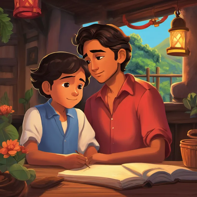 Miguel's eyes grew heavy, but he was determined not to miss the end of the story. His grandmother gently stroked his hair as she whispered, "And from that day on, whenever someone faced a difficult decision, they would remember El Viejo's wisdom and listen to their hearts. The village became a place where dreams flourished and everyone found their true calling." As Miguel drifted off to sleep, he smiled, his dreams filled with melodies and vibrant colors. Thanks to El Viejo's guidance, he knew that in his heart, he too could follow his passions and create a beautiful future.
