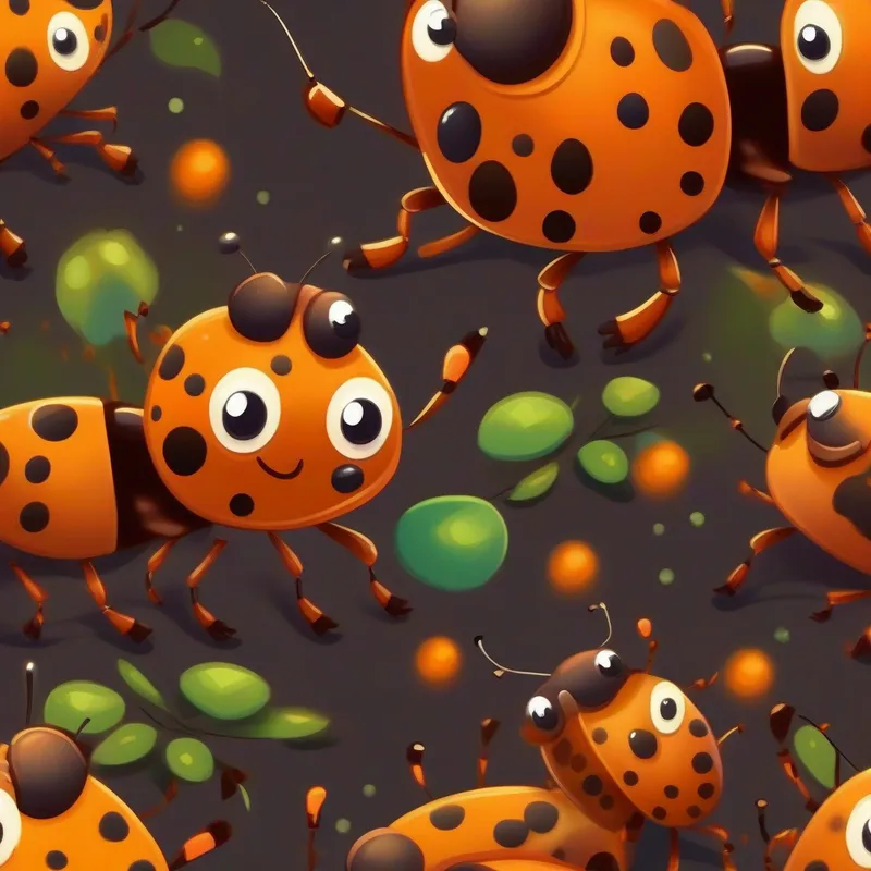 A cute and adventurous beetle, brown with orange spots and a friendly smile. standing at the entrance of a computer, looking excited and curious.