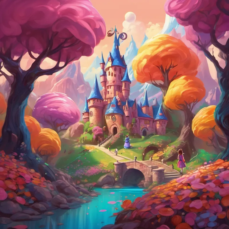 Alice and Mr. Lollipop continued their journey, going past the Chocolate Mountains and the Ice Cream Castle, bringing joy and laughter wherever they went. As they approached the Sour Candy Witch's castle, the once-sour candy trees began to blossom with vibrant colors again. Inside the castle, they faced the Sour Candy Witch herself. But Alice, armed with kindness and love, offered the witch something she had never tasted before: friendship. The Witch's sourness melted away as she realized the joy that kindness could bring.