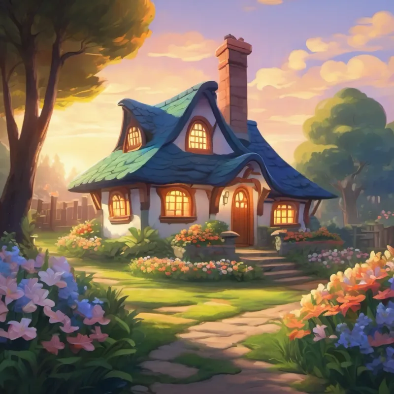 Description of Lily's charming flower-shaped cottage.