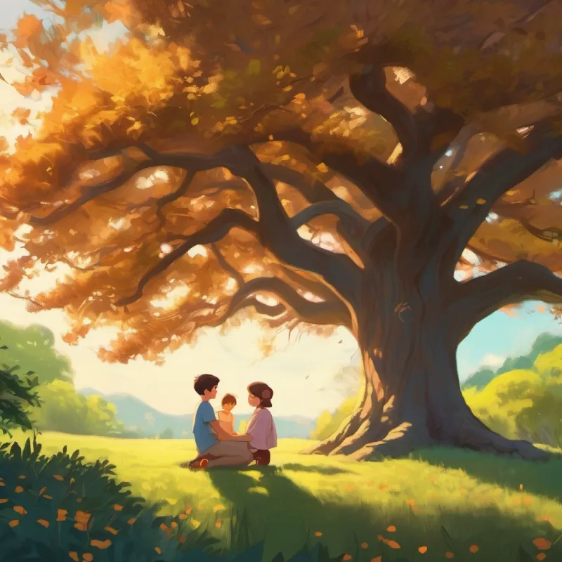 Lily and Milo shared a special moment under the oak tree.