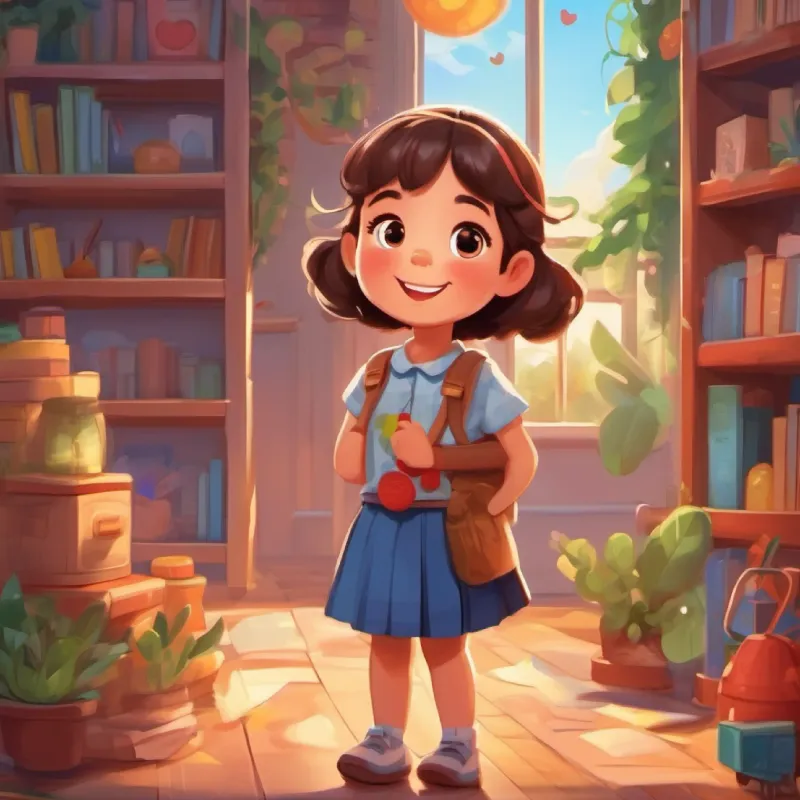 Conclusion of the story, highlighting A cheerful girl with big brown eyes and rosy cheeks's love for kindergarten and her positive experiences.