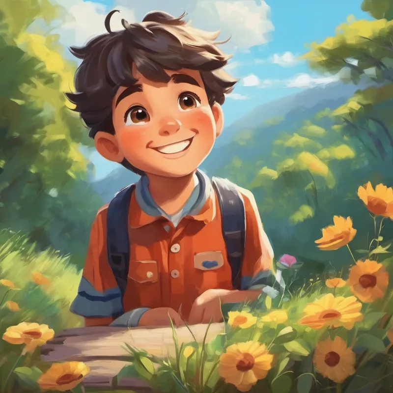 Kind boy with a big smile and helpful hands with a thoughtful expression
