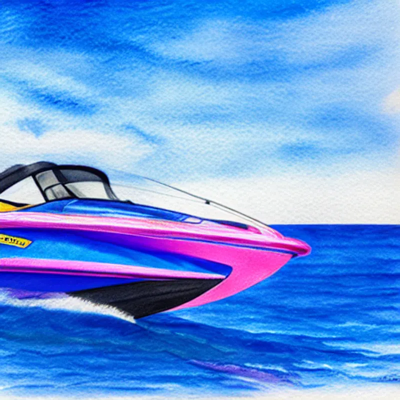 Pink jetski, blue water, racing, wind, handlebars
