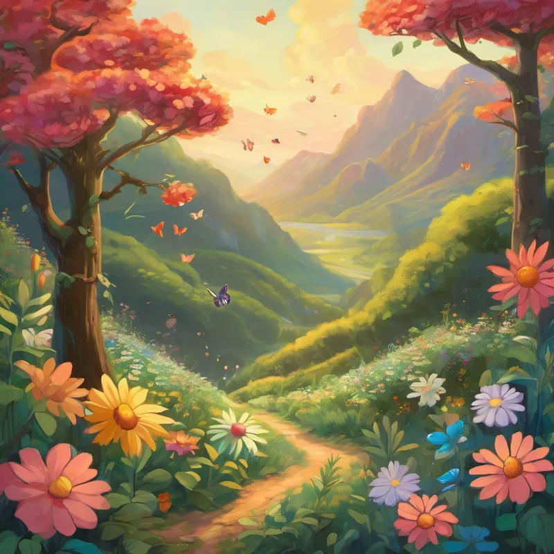 In this magical valley, Buzz, Rosie, and Flutter understood the meaning of 'The Beautiful Art of Becoming.' Each flower and creature embraced their unique qualities and blossomed in their own way. The three friends learned the importance of self-acceptance, growth, and the power of unity.