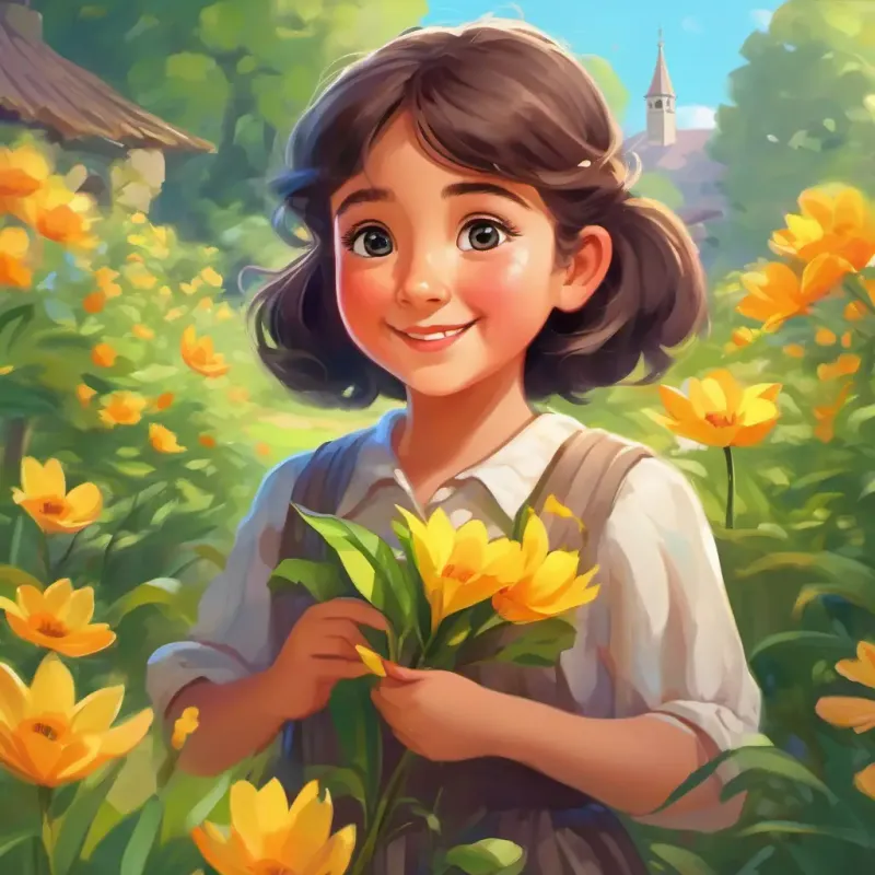 Introducing Young girl with bright eyes, cheerful, loves nature and her love for spring in her village.