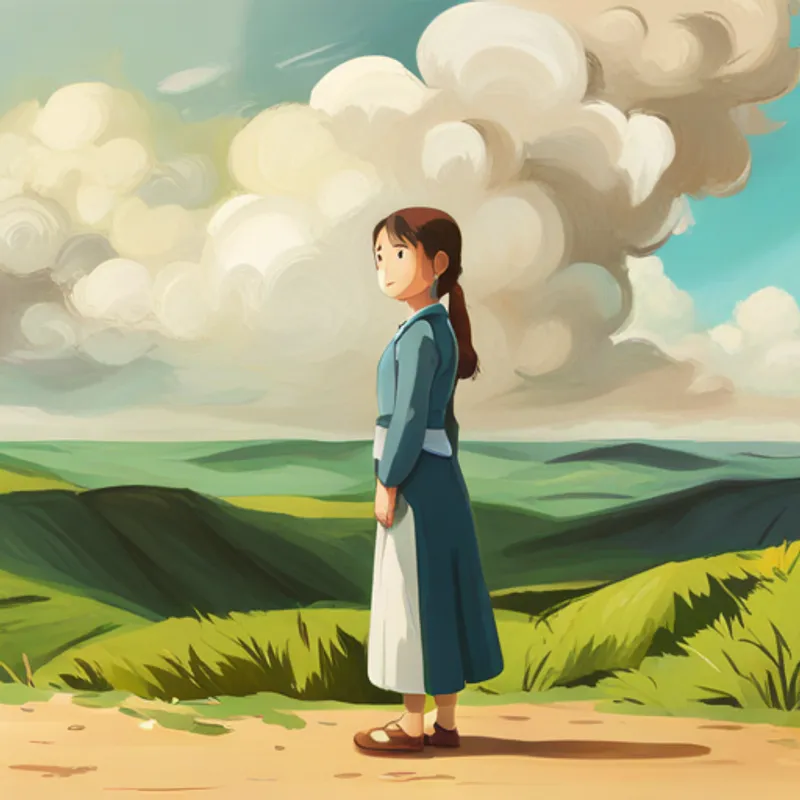 Emily standing tall, facing adversity with determination