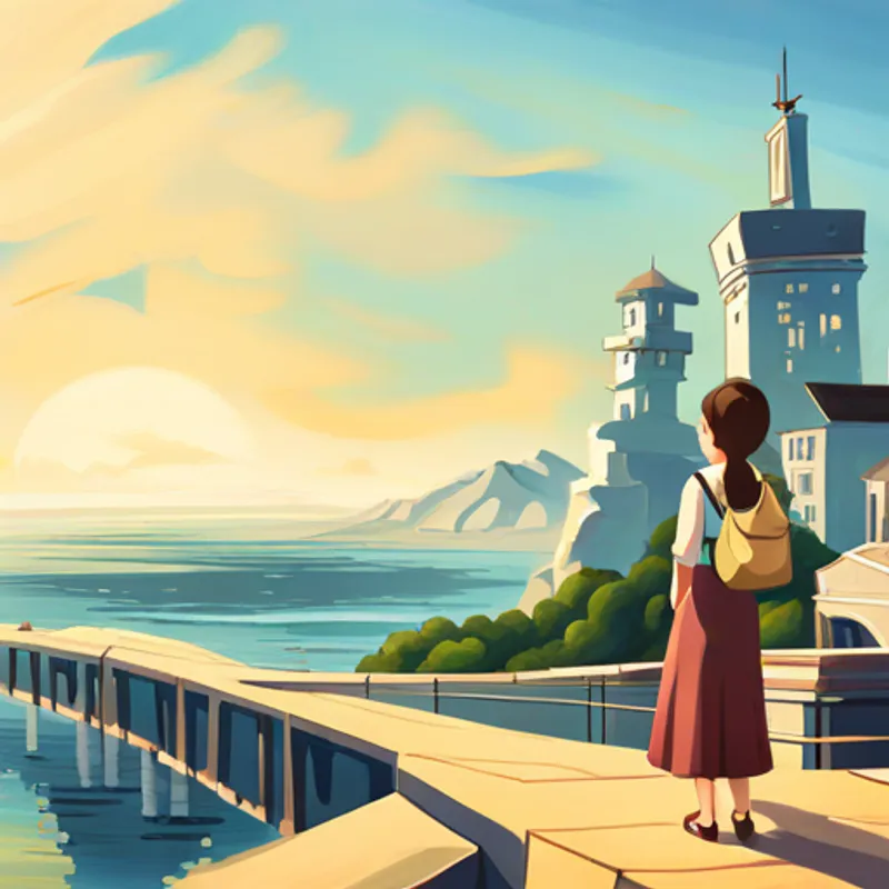 Emily waving goodbye to her beloved city