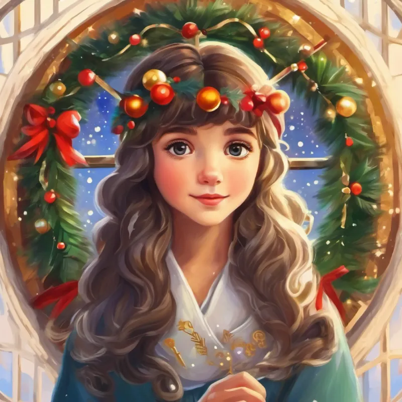 Bambina di sei anni, capelli castani, occhi pieni di meraviglia uses the key and restores peace.