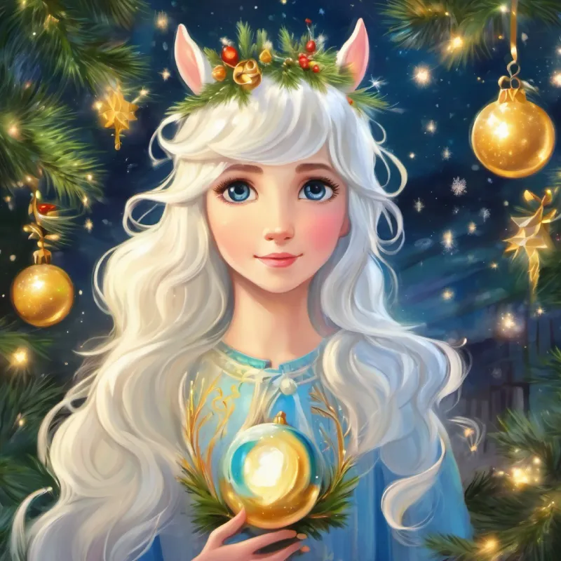 Bambina di sei anni, capelli castani, occhi pieni di meraviglia and Unicorno bianco, criniera scintillante, occhi saggio enter the magical world.
