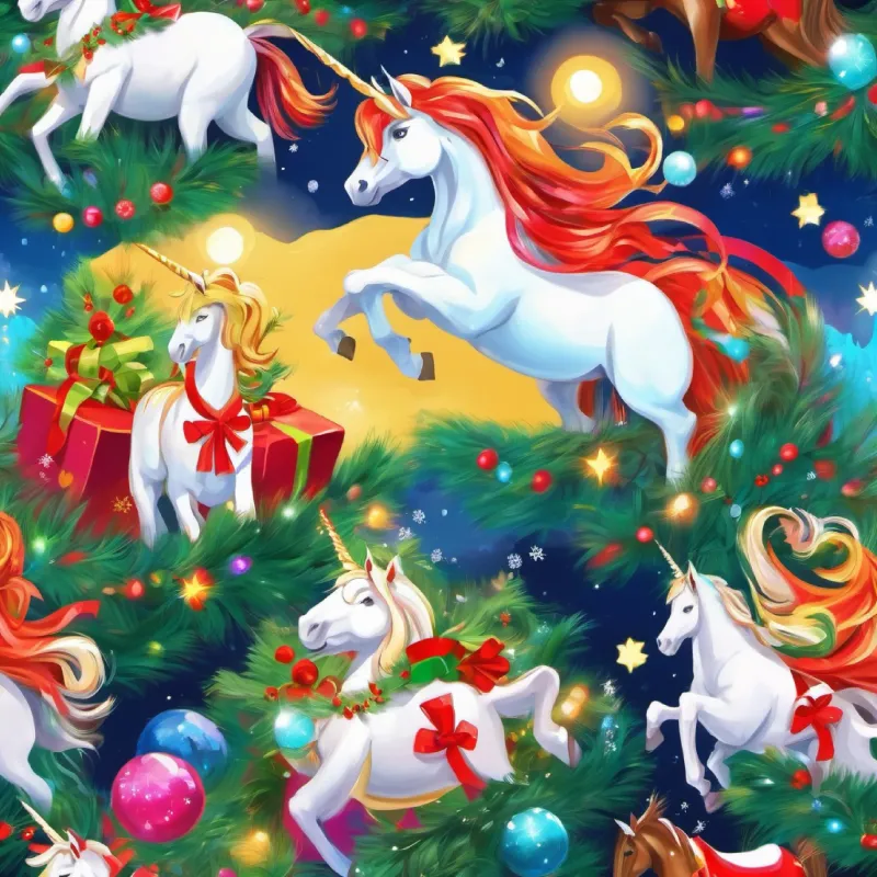 Meeting other unicorns with shiny manes.