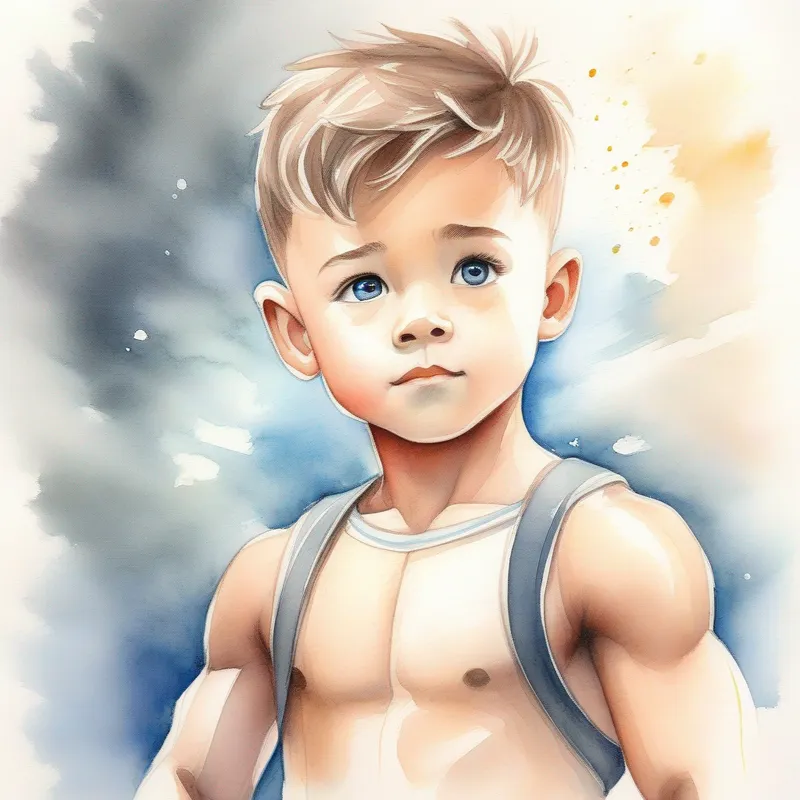 A boy with dreamy eyes and strong muscles, filled with determination exercises every day to get stronger, energetic and action-packed