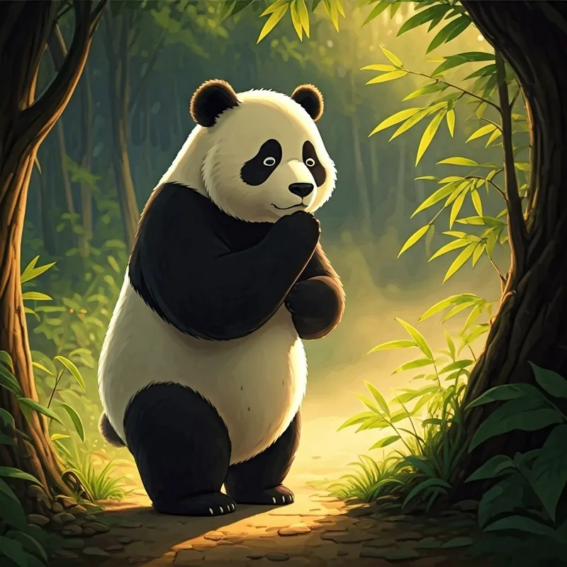 A panda sighing dramatically