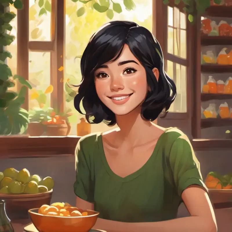 Short black hair, brown eyes, warm smile, tan skin sees Red hair, green eyes, freckles, fair complexion's simple and not-so-fresh lunch.