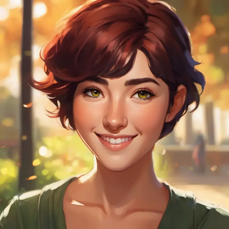 Short black hair, brown eyes, warm smile, tan skin asks for Red hair, green eyes, freckles, fair complexion's help, value in friendship shown.