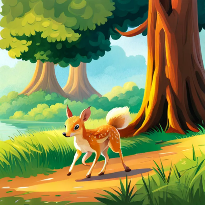 Fawn and squirrel walking together