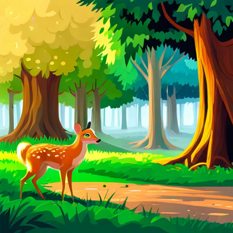 Fawn and squirrel spotting a familiar park