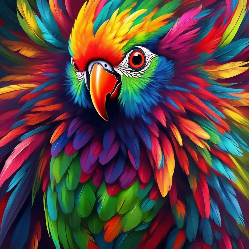 A colorful parrot with vibrant feathers and mischievous eyes the parrot with colorful feathers and mischievous expression