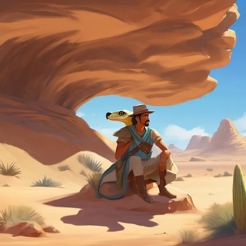 One day, after a long and difficult journey, Danny found himself standing tall and strong. His sandy peaks reached high into the sky, casting a long shadow across the desert floor. The winds blew, and Danny felt a deep sense of purpose within him. Animals from all corners of the desert came to seek shelter under Danny's protective shade. The birds perched on his sandy peaks, the desert foxes sought rest in his cool crevices, and the lizards basked in his shade, thankful for his transformation into a sanctuary.