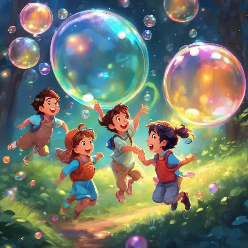As Bubbly journeyed, it encountered other magical bubbles, each with its own unique talents and stories. They formed a merry group, exploring and enchanting everywhere they went. They sang together, danced together, and sometimes got into friendly bubble races, racing against each other with happy glee. Finally, after discovering the origins of the magical bubbles, Bubbly and its newfound friends realized that they were all connected, like distant relatives. They were part of a secret bubble family, destined to bring smiles to people's faces and laughter to their hearts.