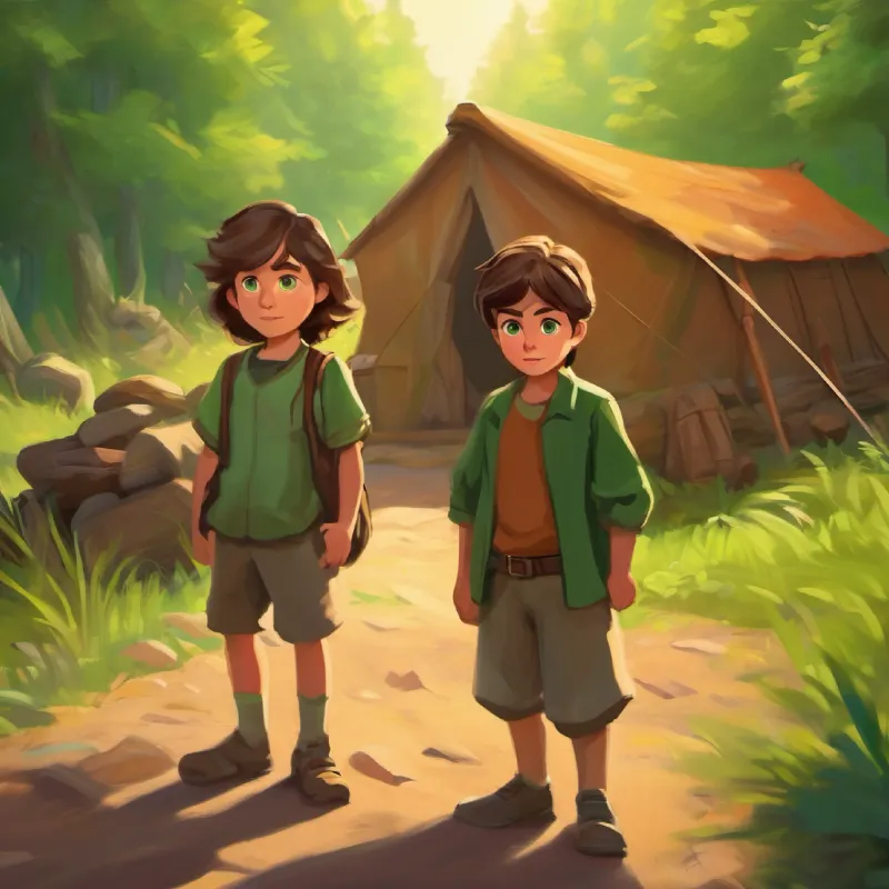 Conflict introduced: Curious boy, brown hair, green eyes's parents believe he is too young to visit the camp.