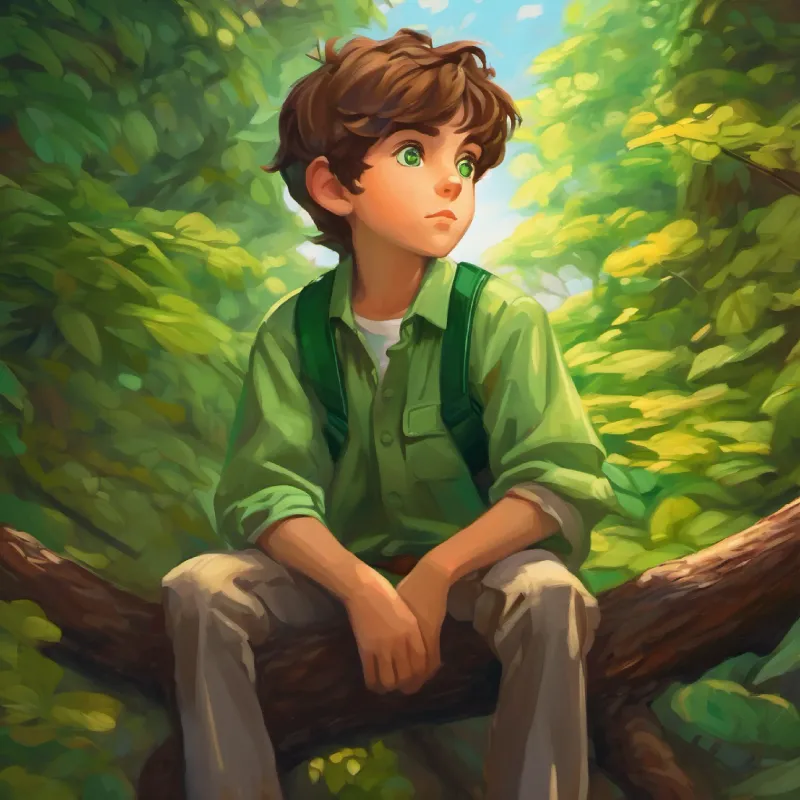 Time passes; Curious boy, brown hair, green eyes grows older and reaches adulthood.