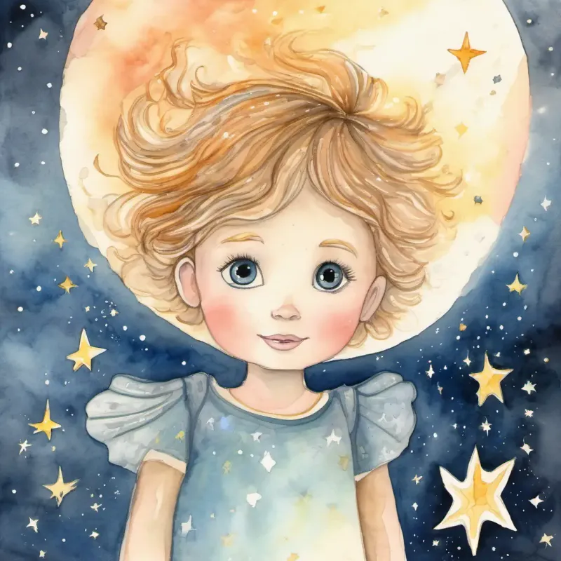A child-like star with a bright glow and sparkly eyes wakes up falling towards Earth, wish granted.