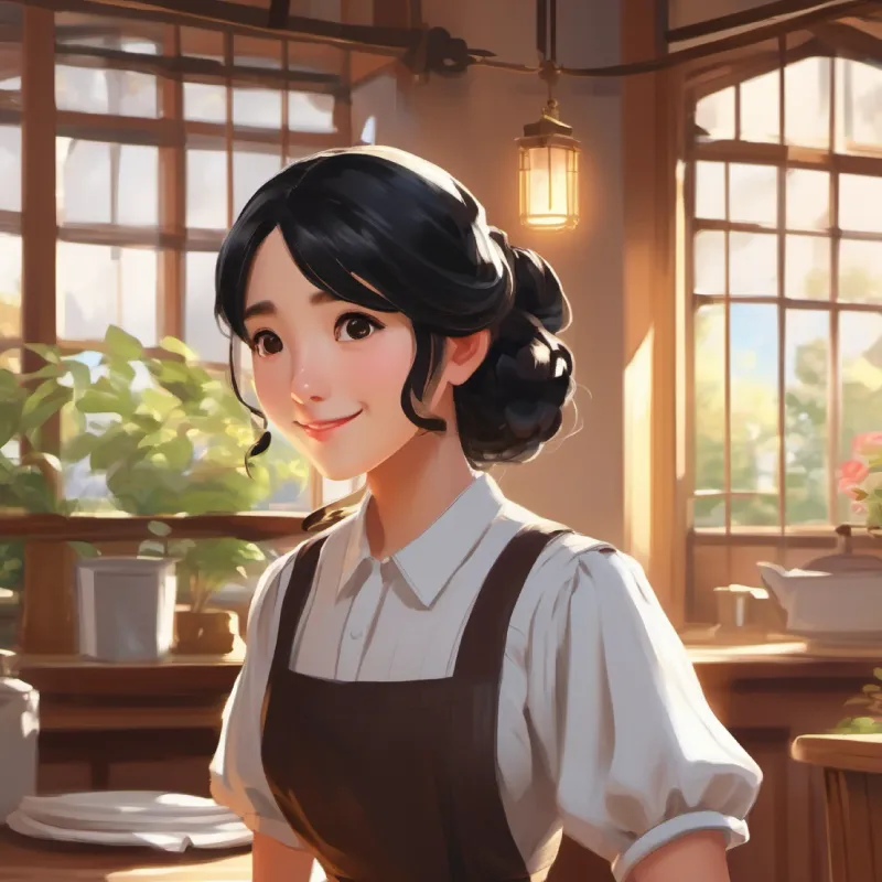 Introduction of the second maid, Black hair, brown eyes, warm smile, cautious and protective, as a cautious and protective character.