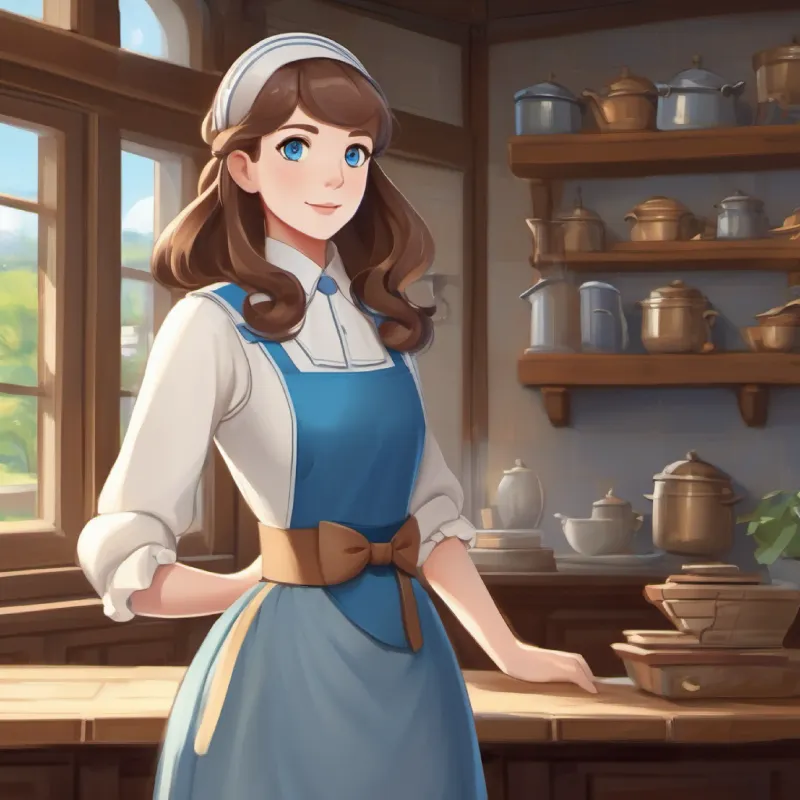Introduction of the fourth maid, Brown hair, blue-gray eyes, composed and practical, as a level-headed and efficient character.