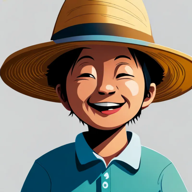 Niño con cabello oscuro y un sombrero sonriendo mientras cuenta su dinero