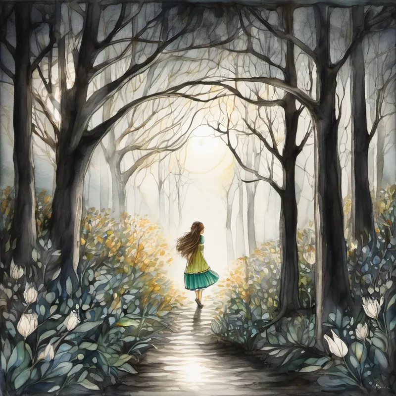 One night, as the moon shone brightly outside her window, Lily found herself in a dream-like trance. She sleepwalked through the woods behind her house, guided by an unseen force. The trees whispered their secrets, telling her she was about to embark on an extraordinary adventure. As Lily stepped into the mysterious forest, she felt a tingling sensation in the air. The branches above her twinkled with sparkling lights, and a sense of awe filled her heart. She wandered deeper into the forest, following a magical glow that illuminated her path.