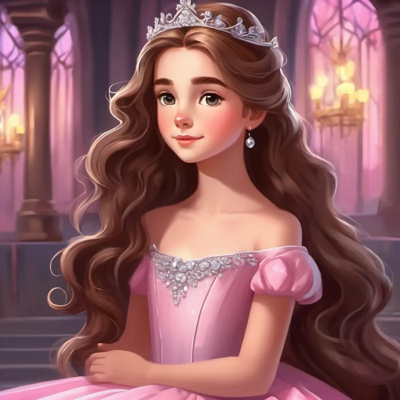 Ansley changes into a pink princess dress in a mysterious pageant.