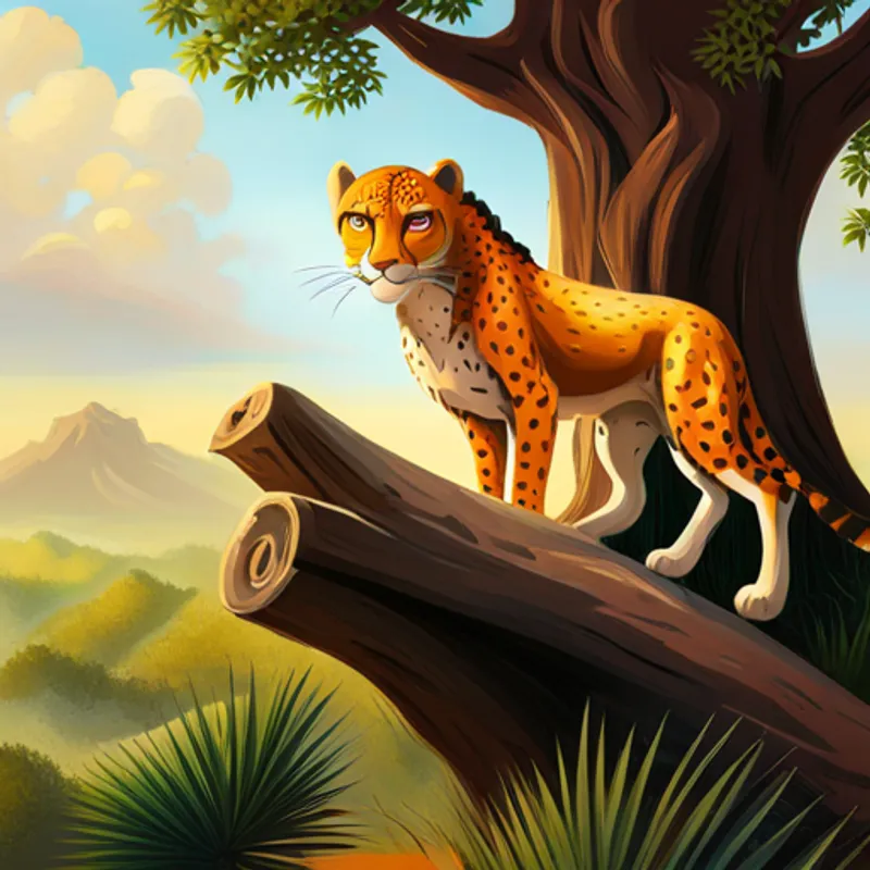 Tarzan races a cheetah and climbs a tall tree