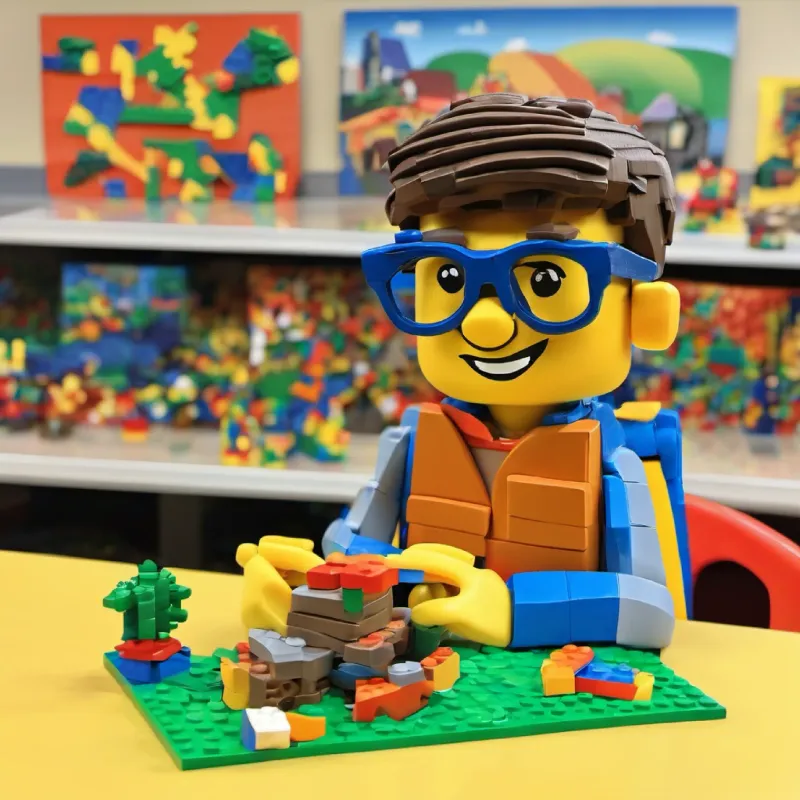 Aiden entering the dream Lego store