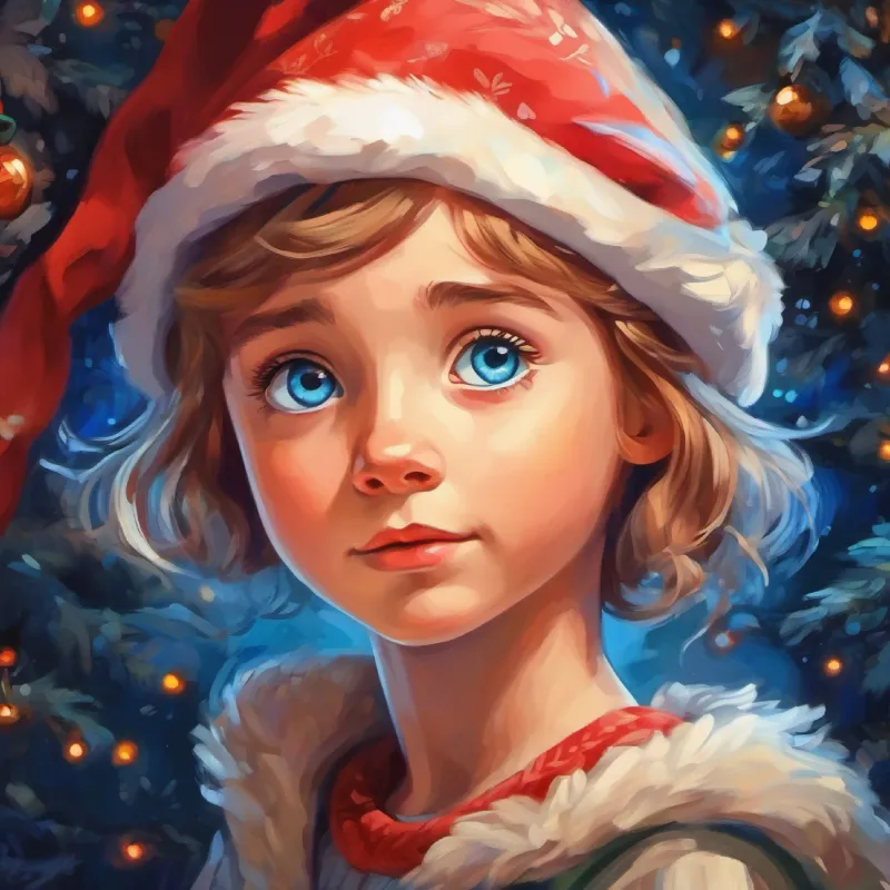 Curious girl with bright blue eyes, adventurous spirit learns the secret, feeling comforted.